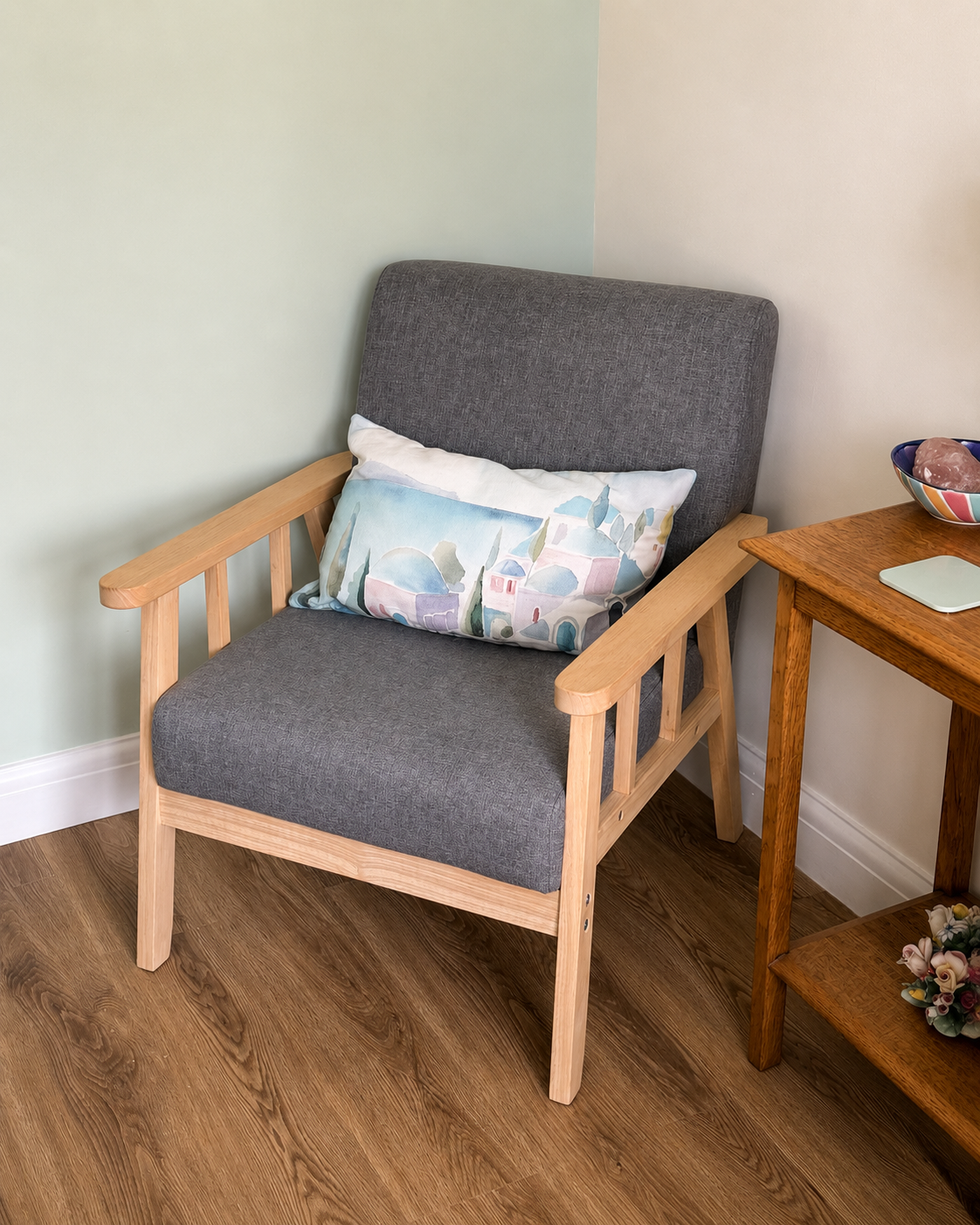 Therapist's chair in a private therapy room in Mickleover, Derby